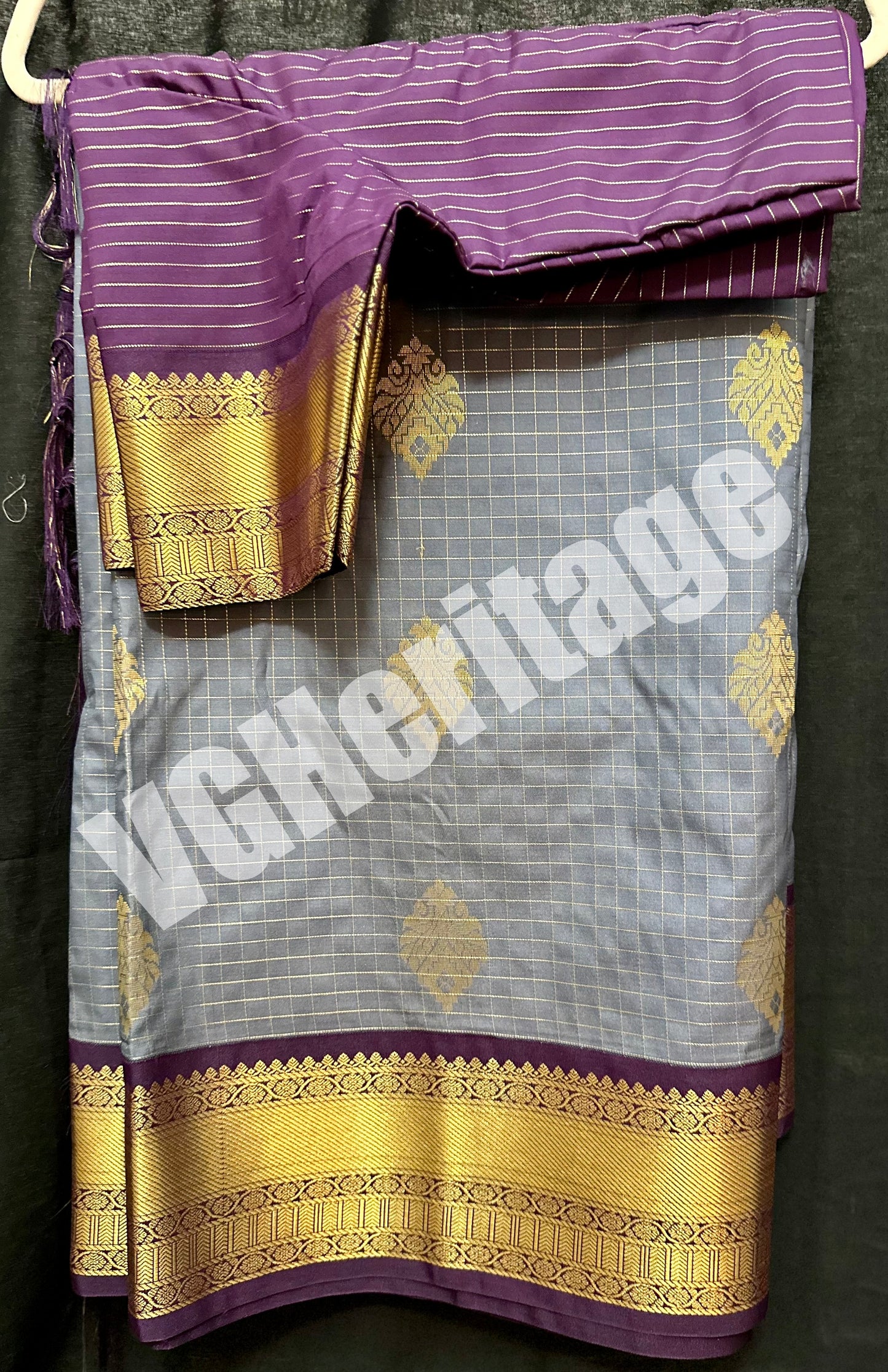 Kanchipuram Semi Silk Saree wtih Stitched Blouse