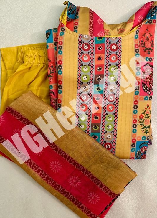Muslin Sequins Churidha Set