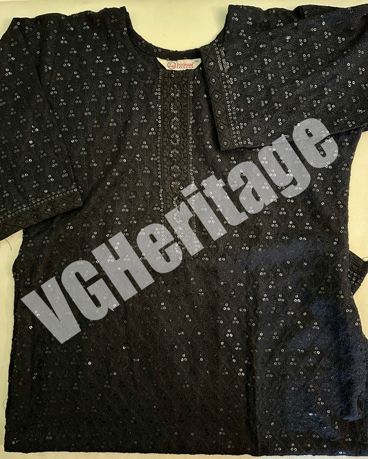 Chikankari cotton sequin kurti