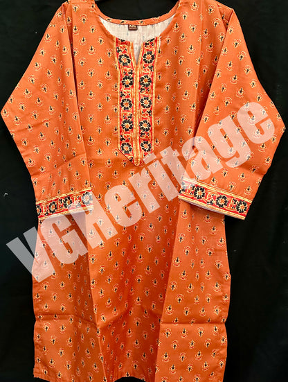 Cotton Kurti - Orange
