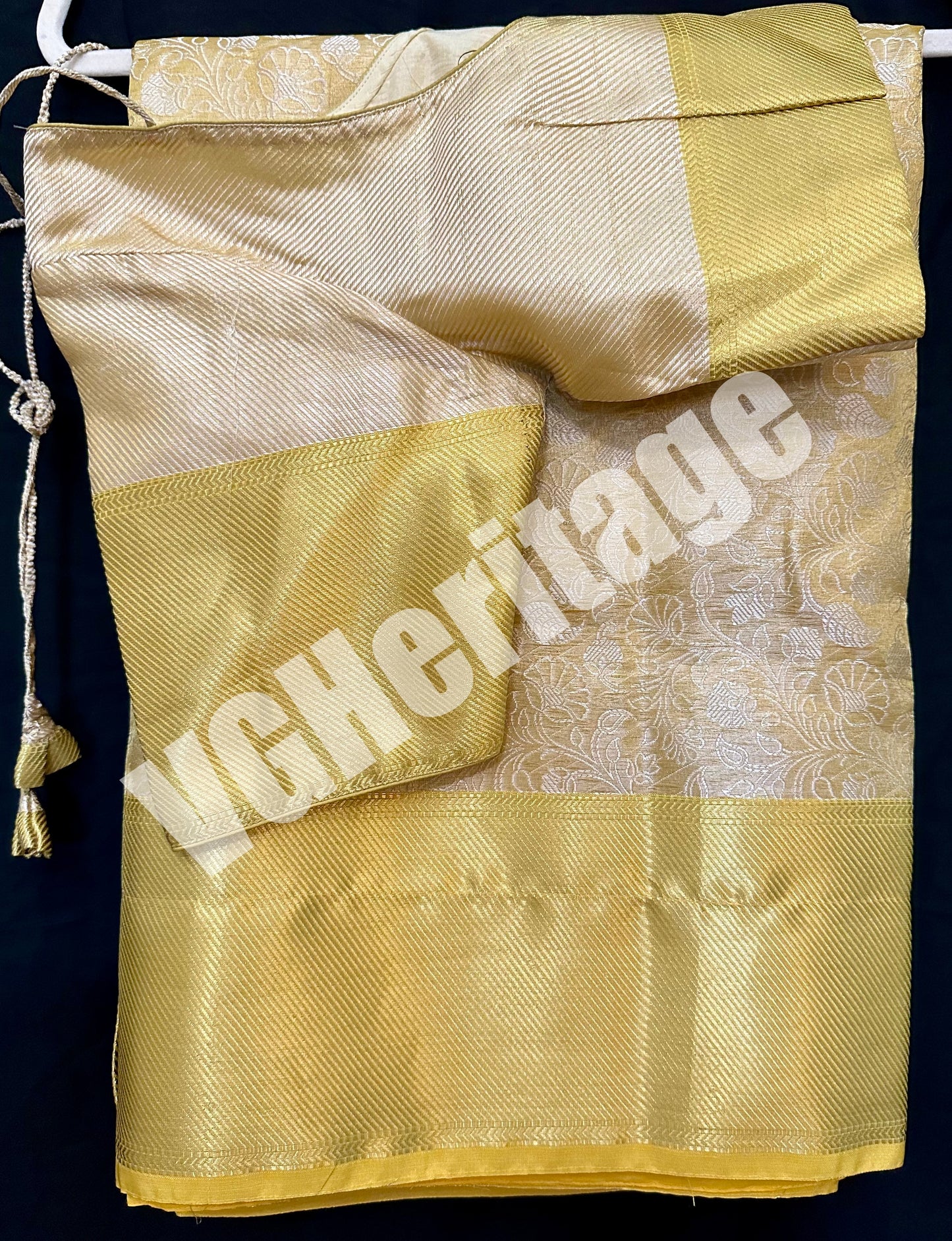Semi Banarasi Tissue Silk Saree wtih Stitched Blouse