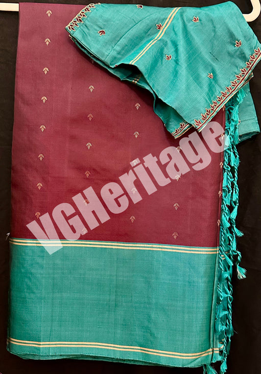 Pure Silk Saree with Stitched Blouse