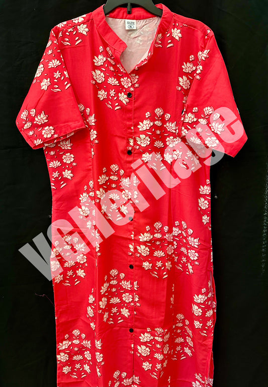 Red Aline Kurti Set