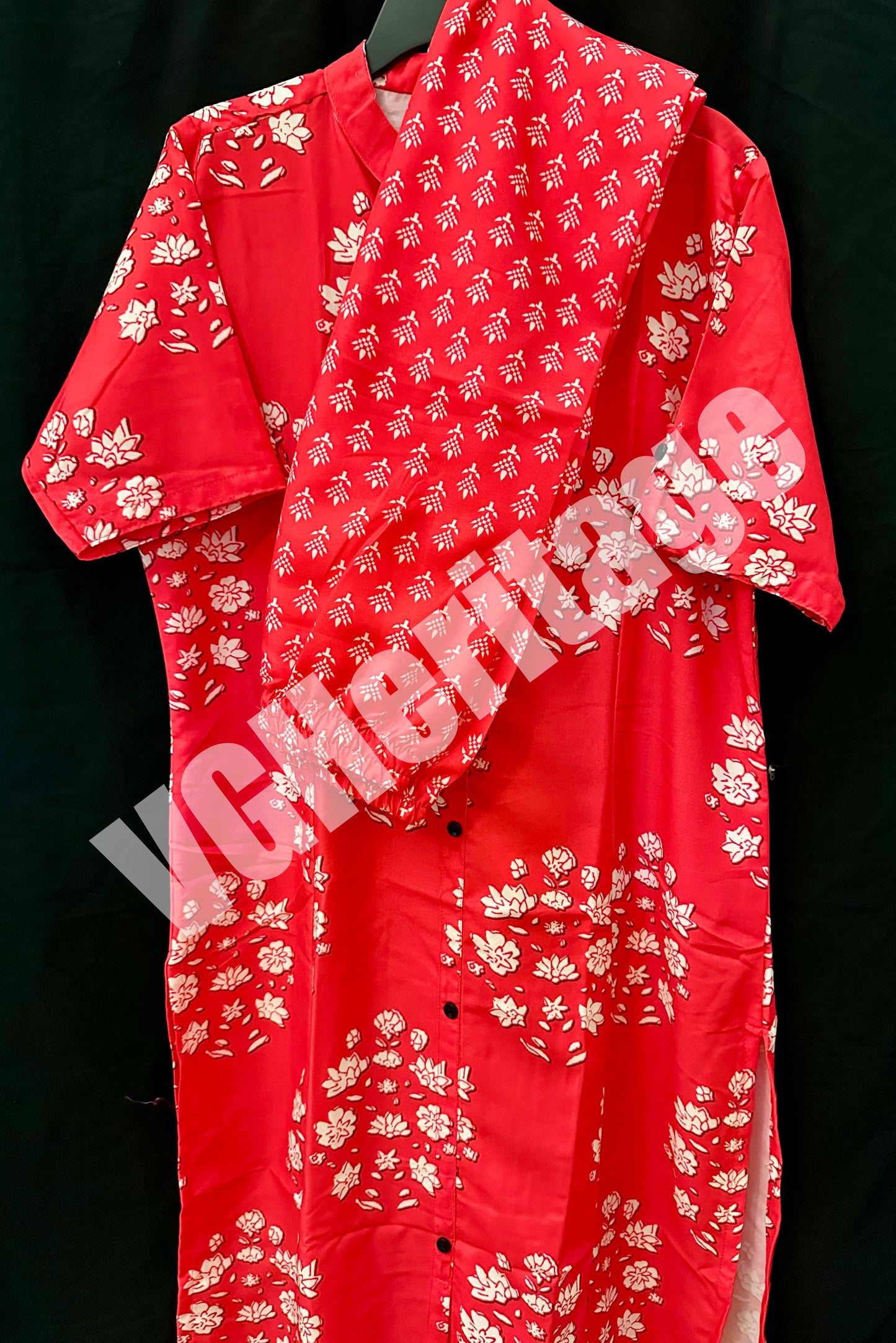 Red Aline Kurti Set